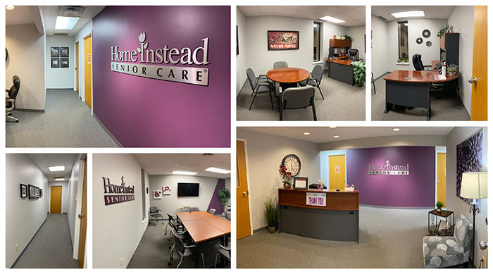 Collage of Home Instead office space