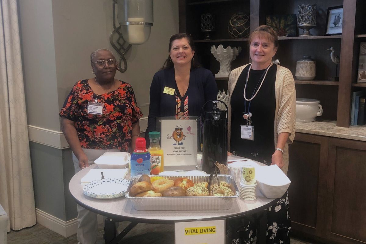 Home Instead Treats The Villages at Summerville to a Bagel Breakfast