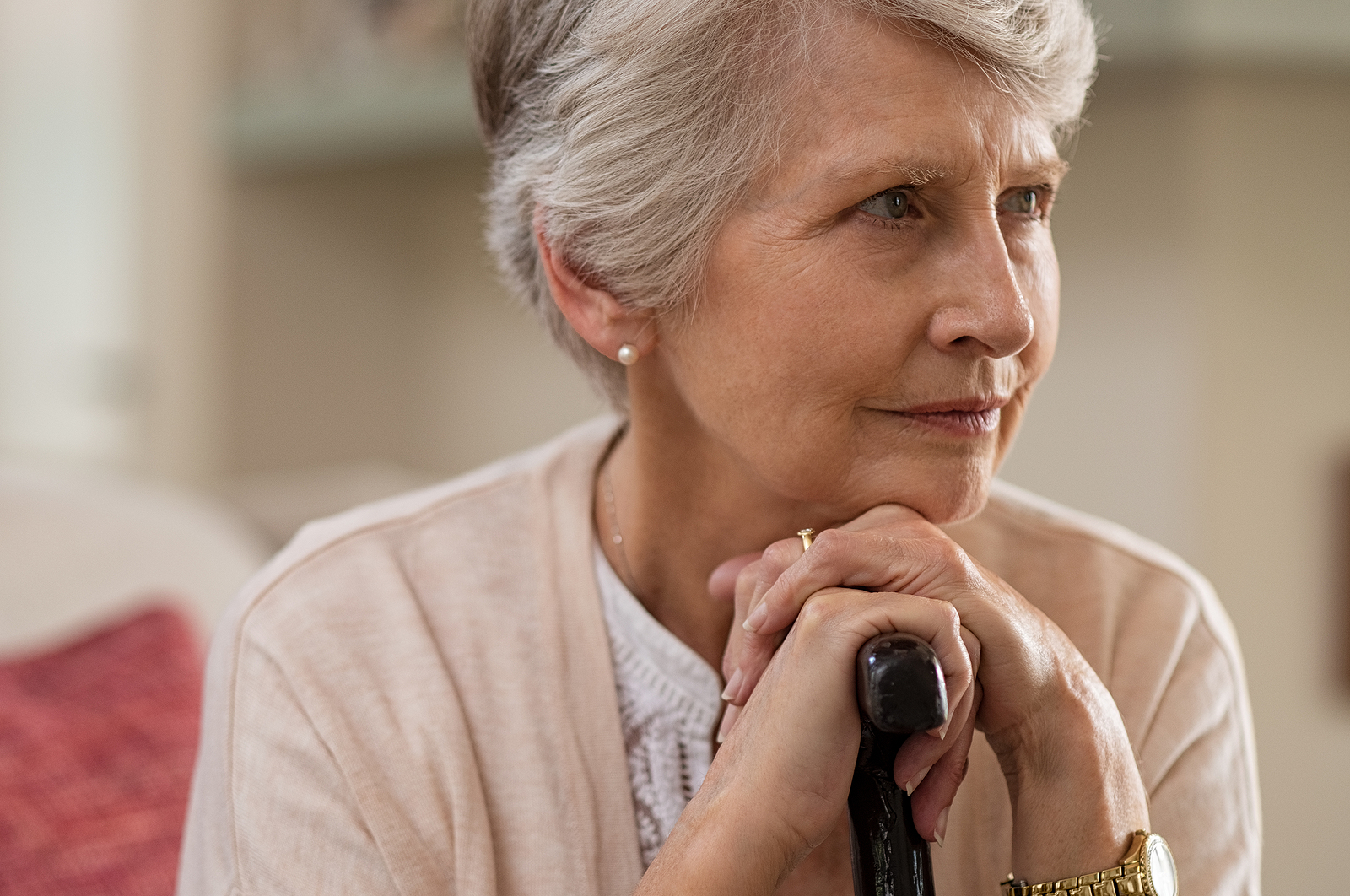 bigstock Serious senior woman sitting o 270854308