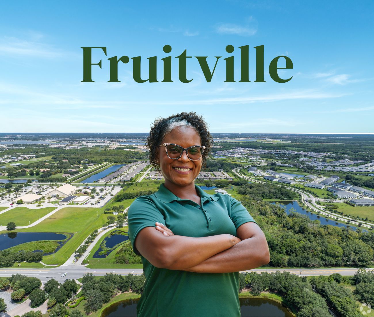 Home Instead caregiver with Fruitville, FL in the background