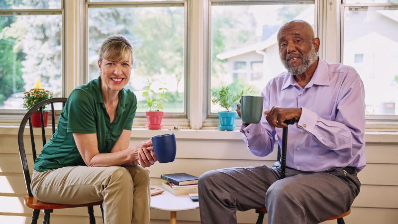 Home Instead caregiver with senior client