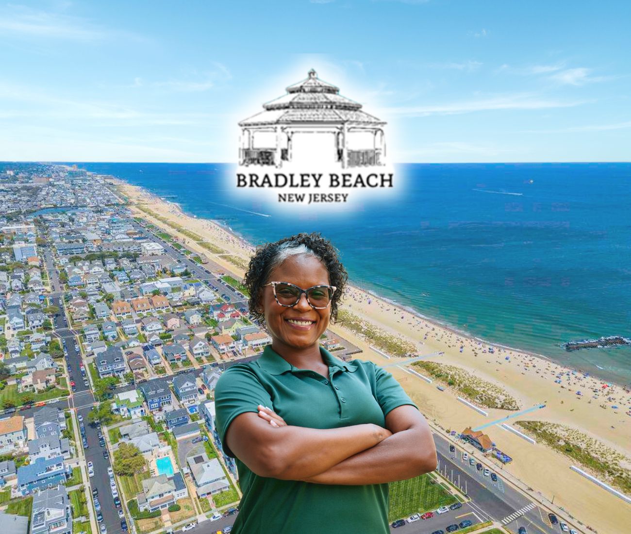 Home Instead caregiver with Bradley Beach, New Jersey in the background