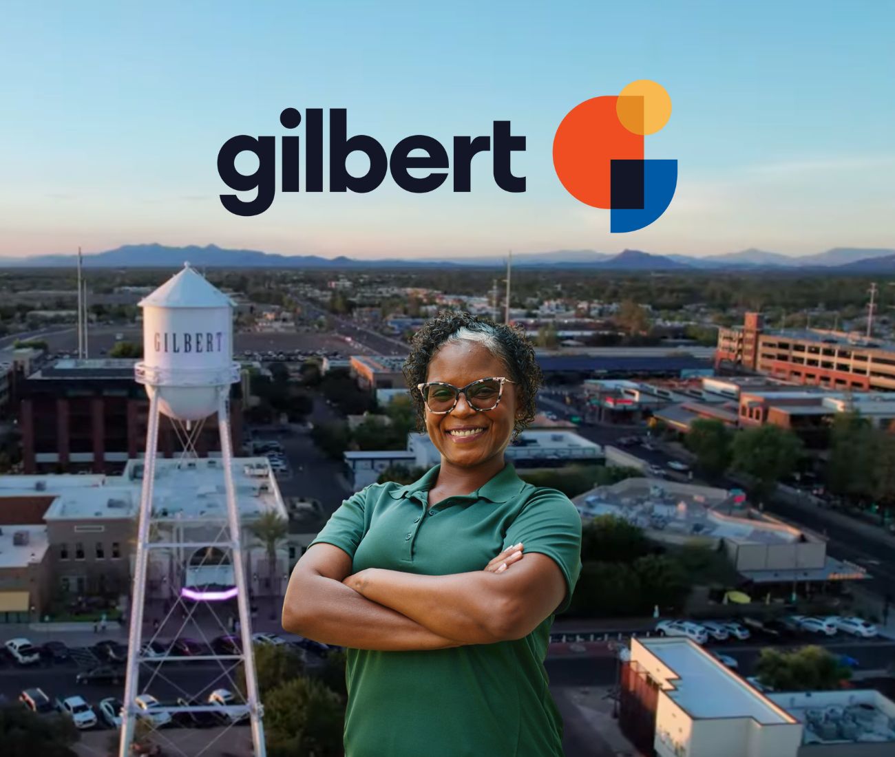 Home Instead caregiver with Gilbert Arizona in the background
