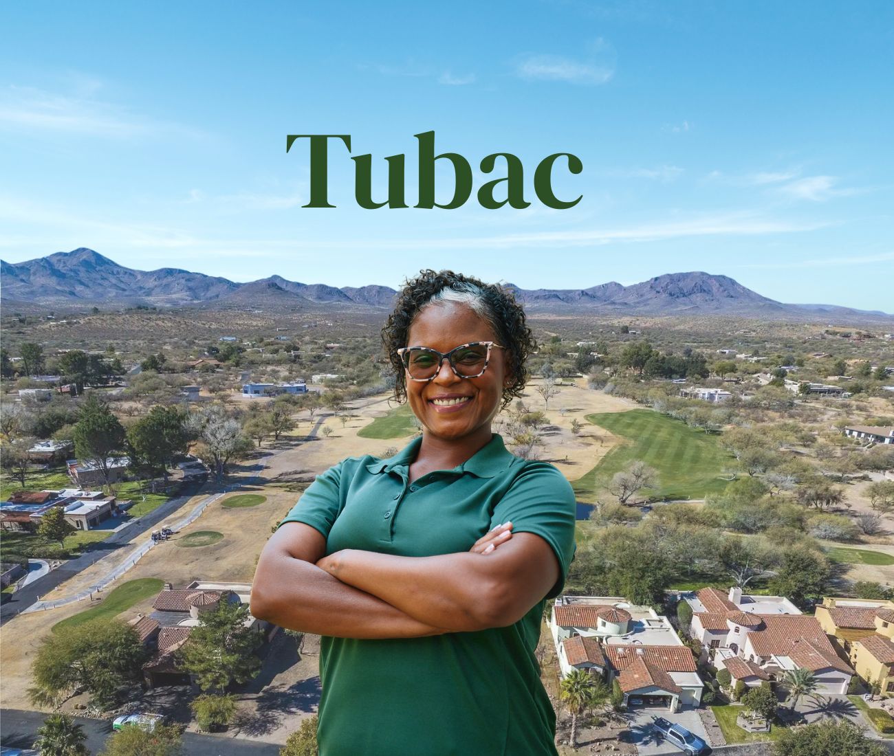 Home Instead caregiver with Tubac, Arizona in the background