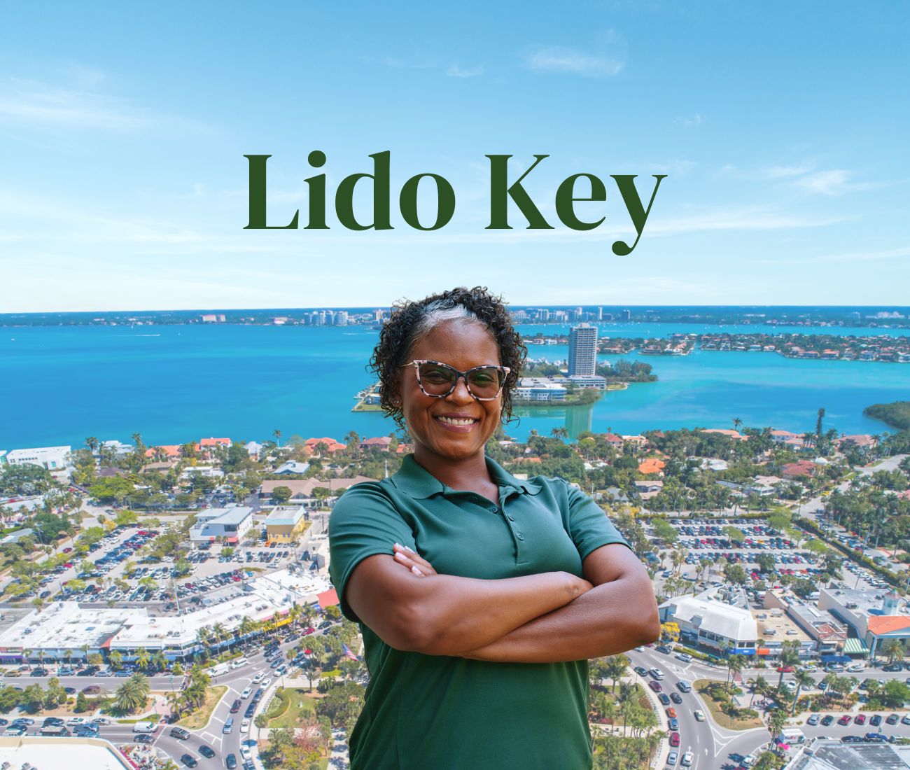 Home Instead caregiver with Lido Key, FL in the background