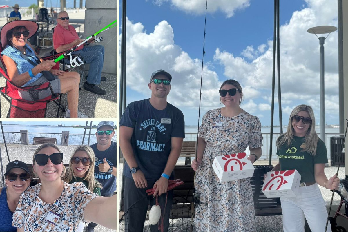 Home Instead Has a Reel Good Time Fishing with Seniors in Summerville, SC collage