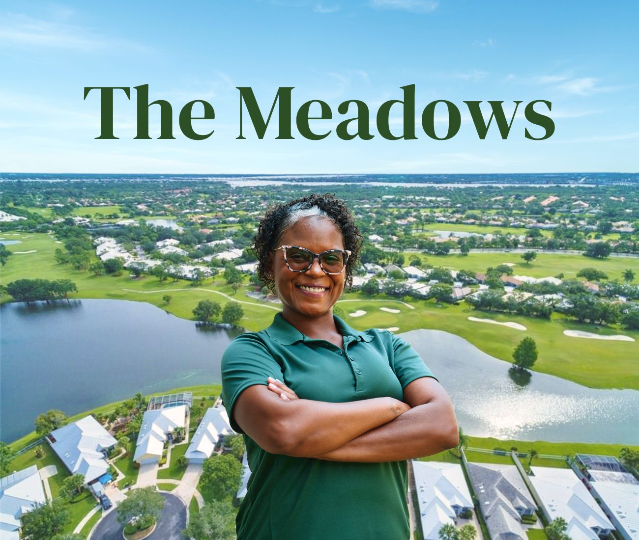 Home Instead caregiver with the Meadows, FL in the background