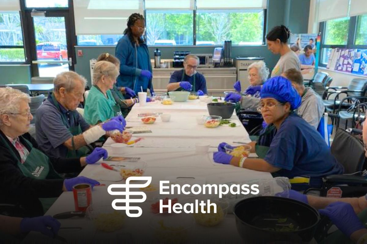 Home Instead Makes Pasta Salad With Residents at Encompass Health in Lakeland, FL