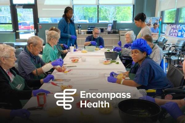 Home Instead Makes Pasta Salad With Residents at Encompass Health in Lakeland, FL