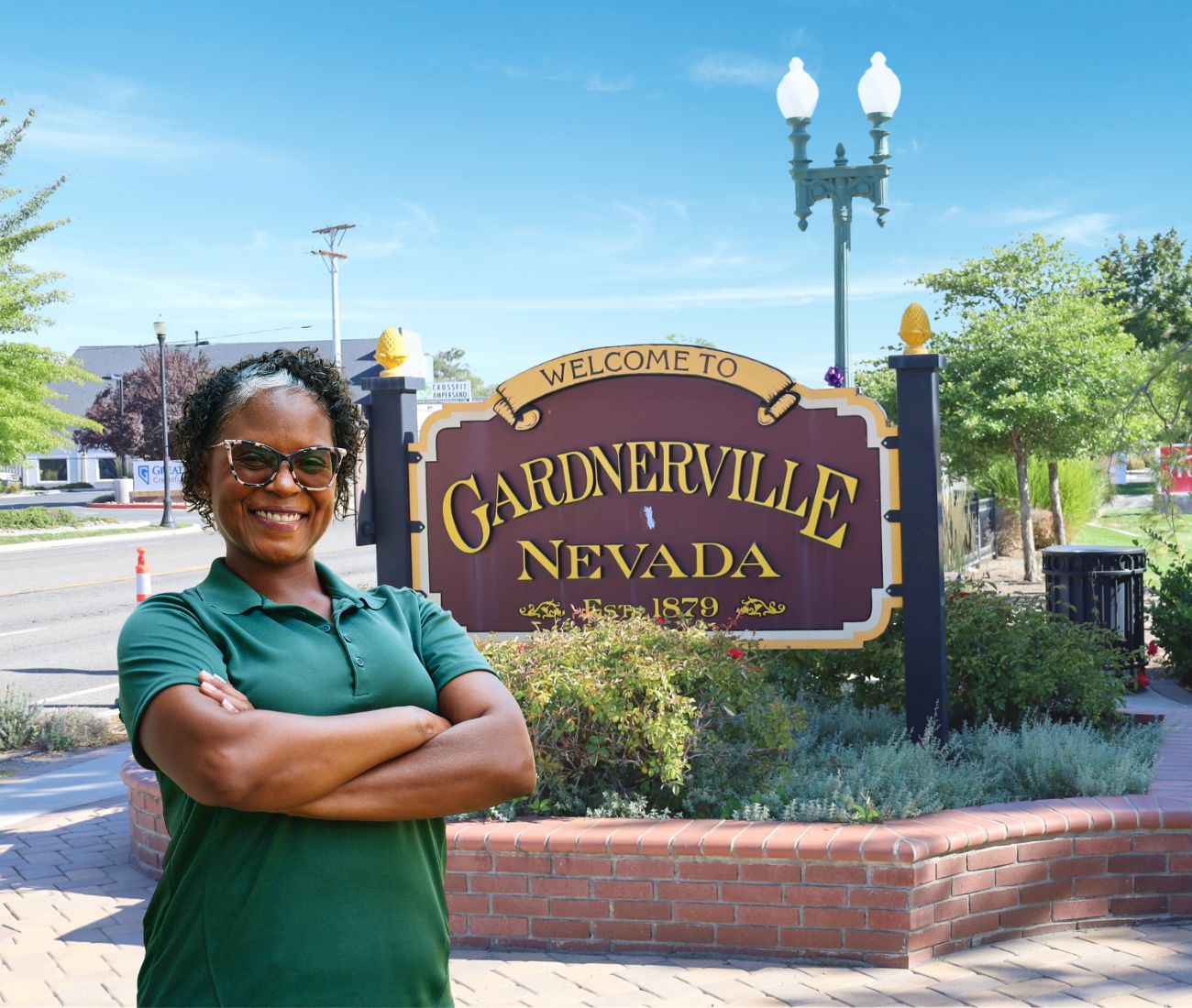 Home Instead caregiver with Gardnerville, NV in the background
