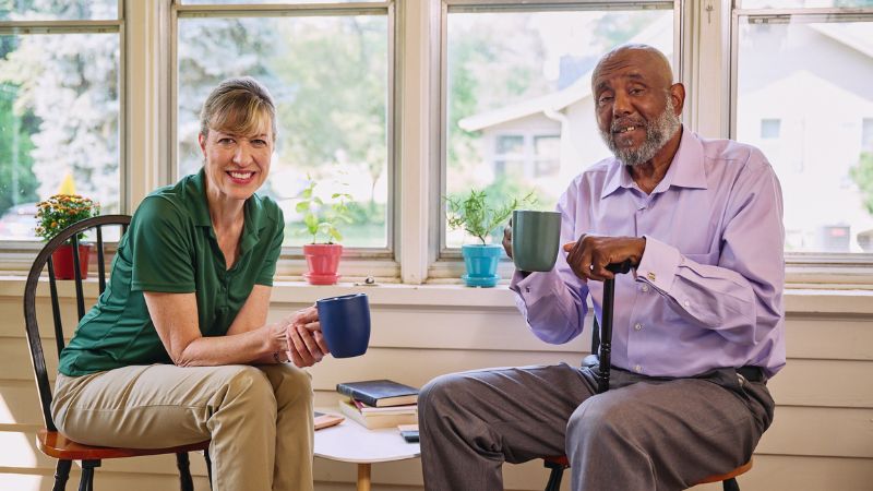 Home Instead caregiver and senior client