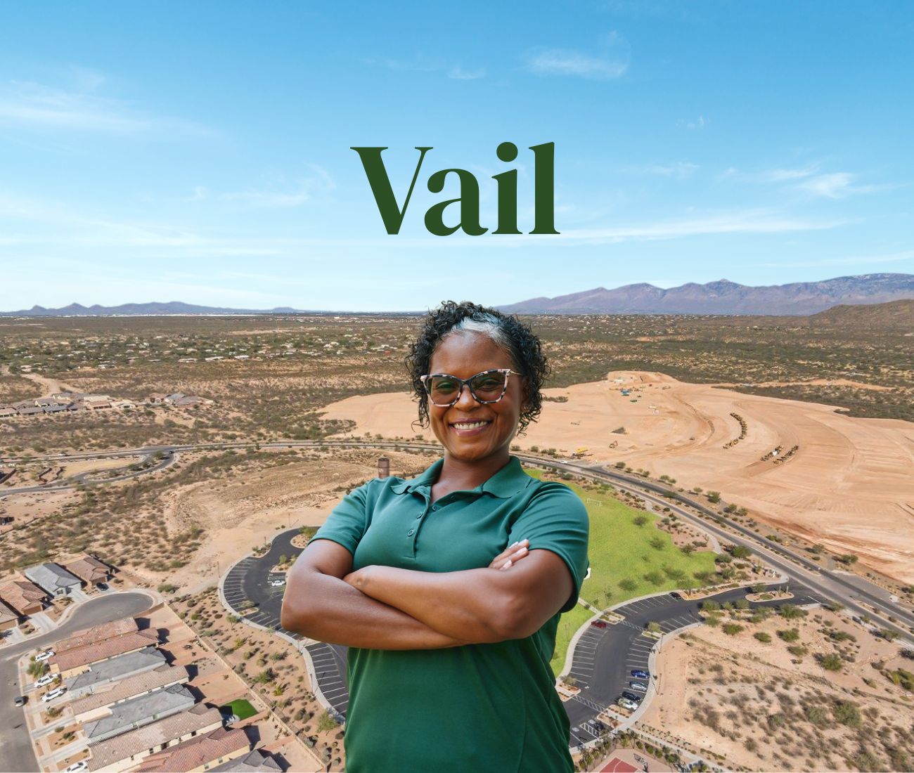 Home Instead caregiver with Vail, Arizona in the background