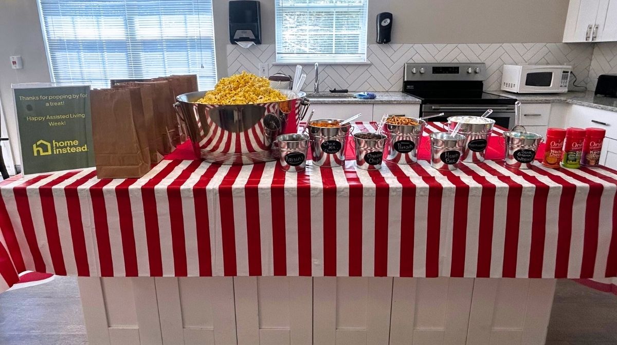 Home Instead's Popcorn Bar at TerraBella Cramer Mountain for Assisted Living Week