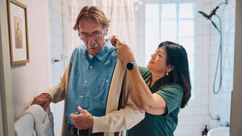 Home Instead caregiver and senior client