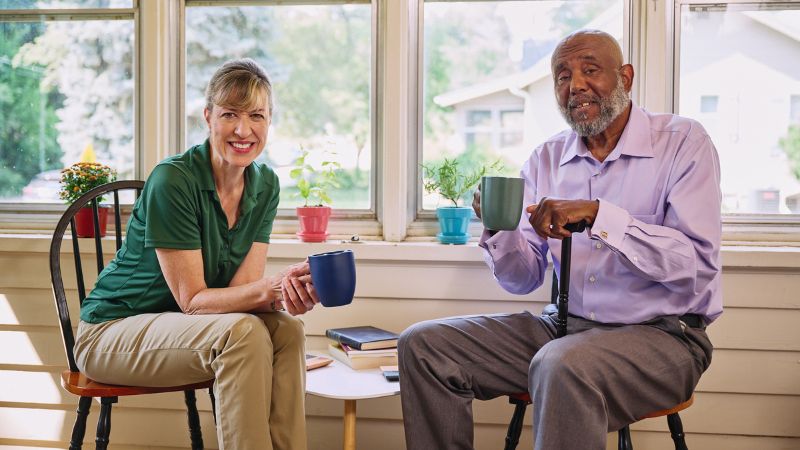 Home Instead caregiver with a senior client