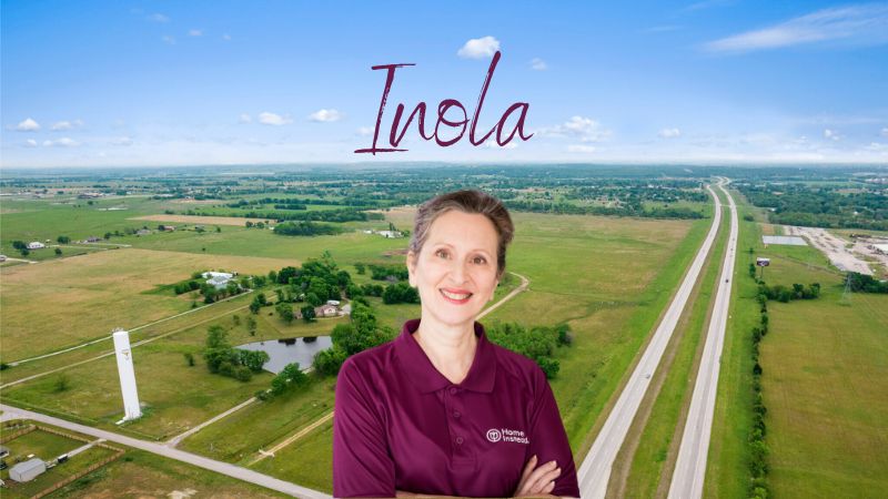 Home Instead caregiver with inola Oklahoma in the background