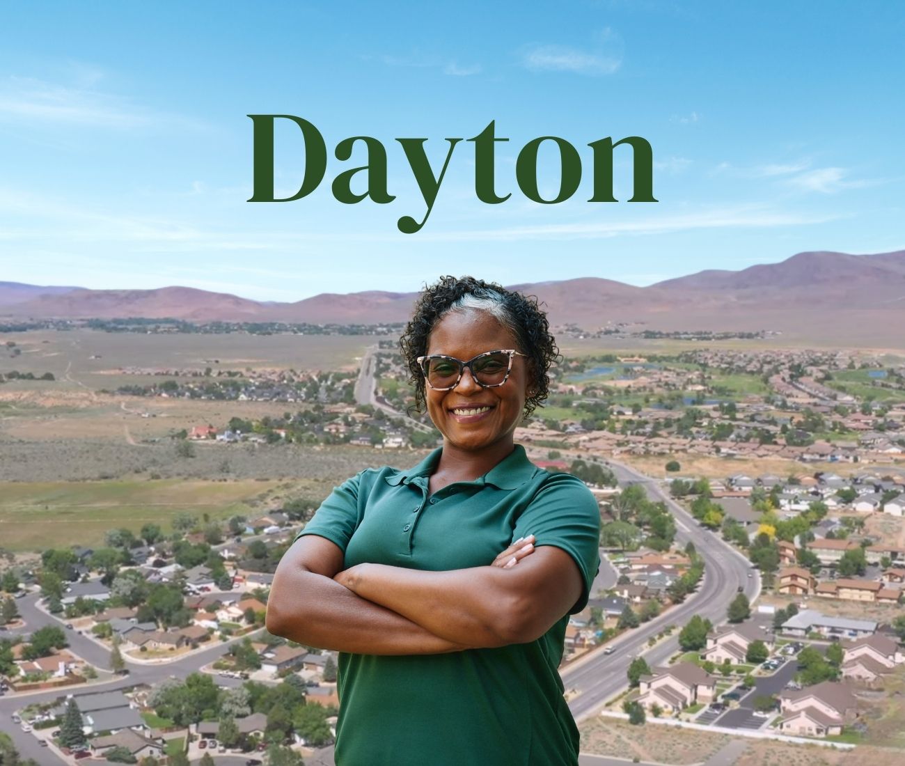 Home Instead caregiver with Dayton, NV in the background