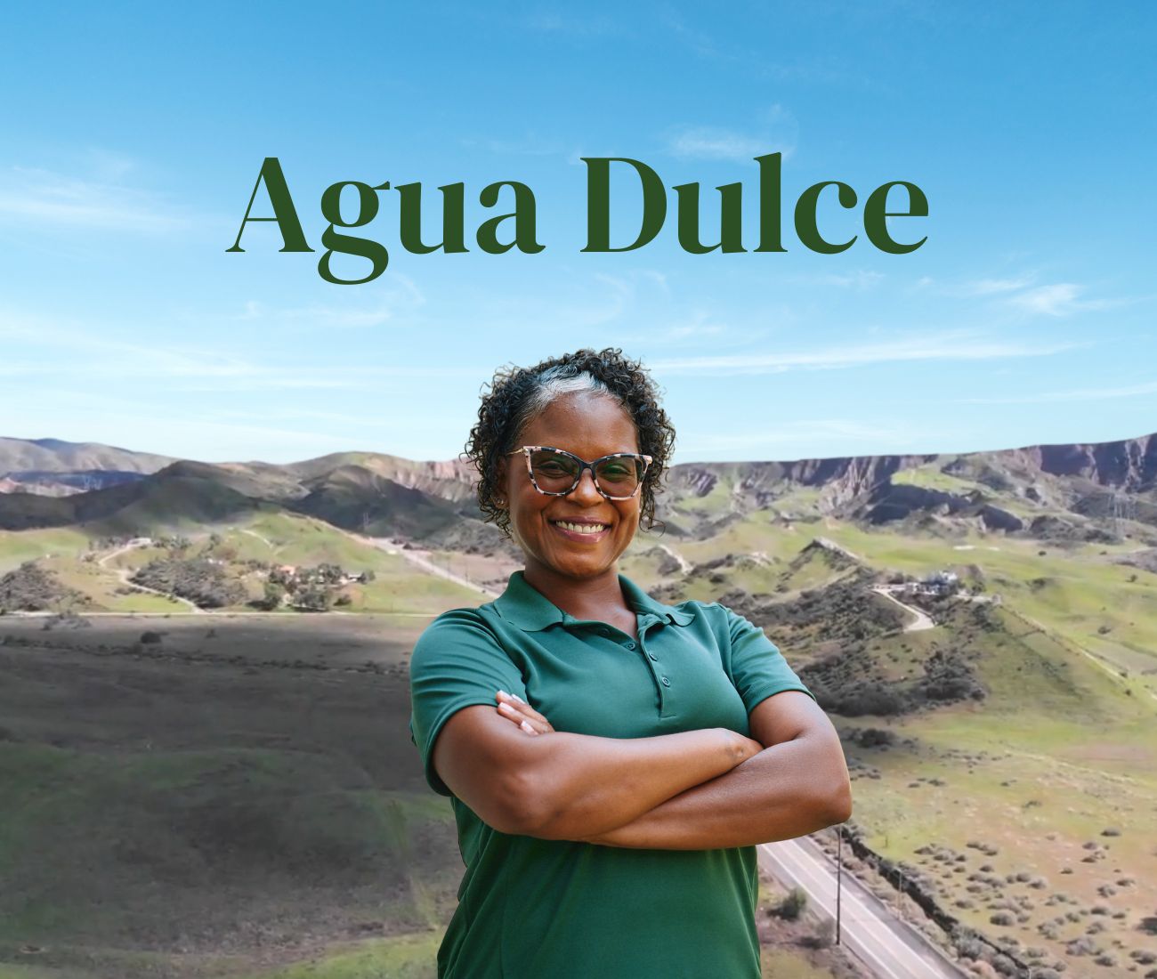 Home Instead caregiver with Agua Dulce, California in the background