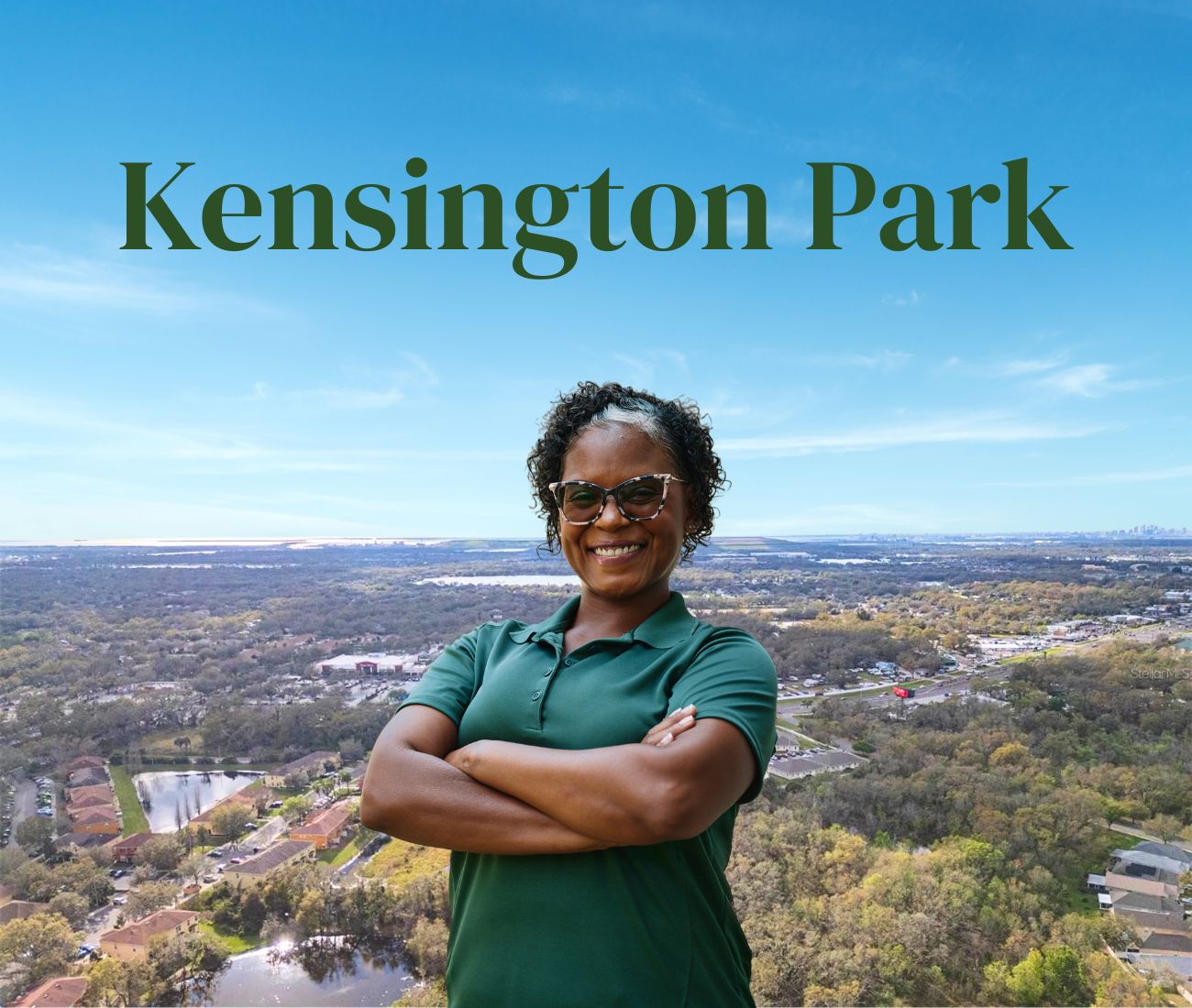 Home Instead caregiver with Kensington Park, FL in the background