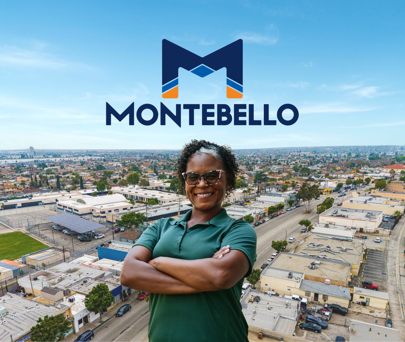 Home Instead caregiver with Montebello, CA in the background