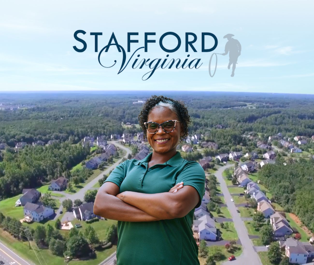 Home Instead caregiver with Stafford, VA in the background