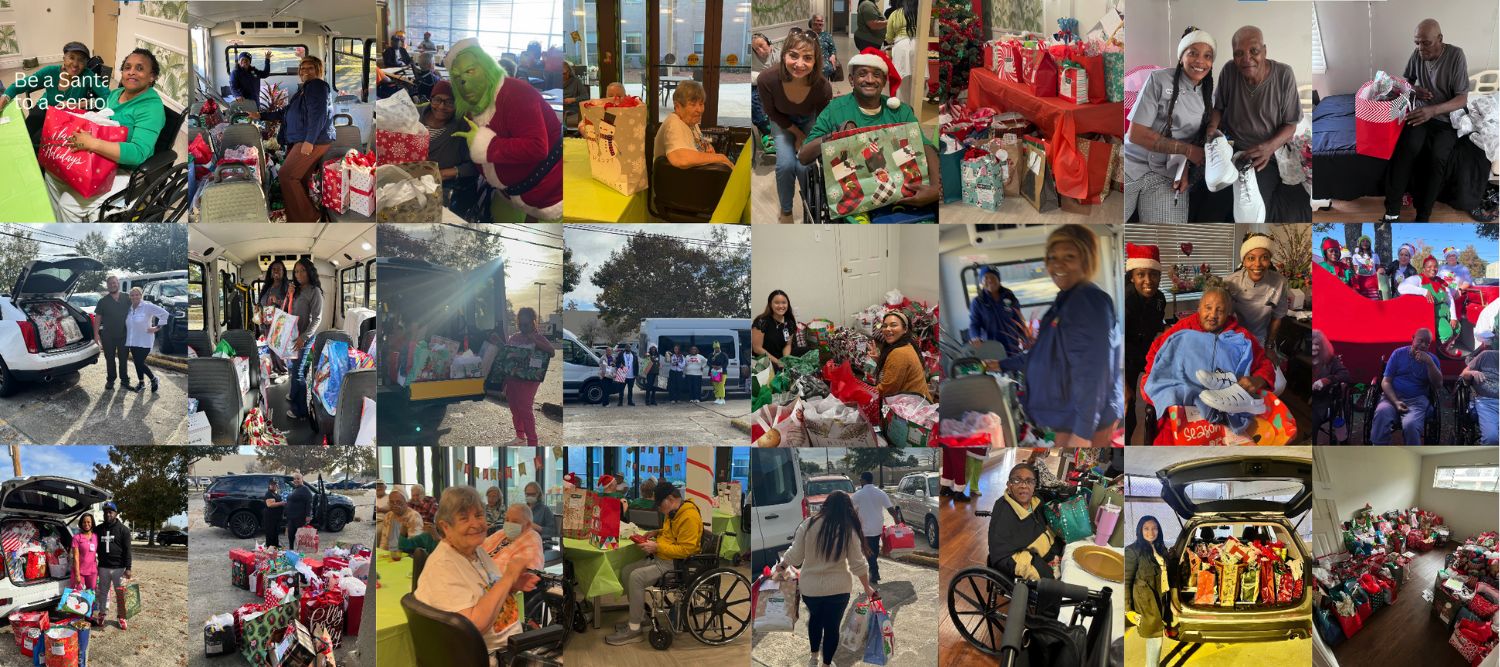 Home Instead Spreads Holiday Cheer with Be a Santa to a Senior in New Orleans, LA collage