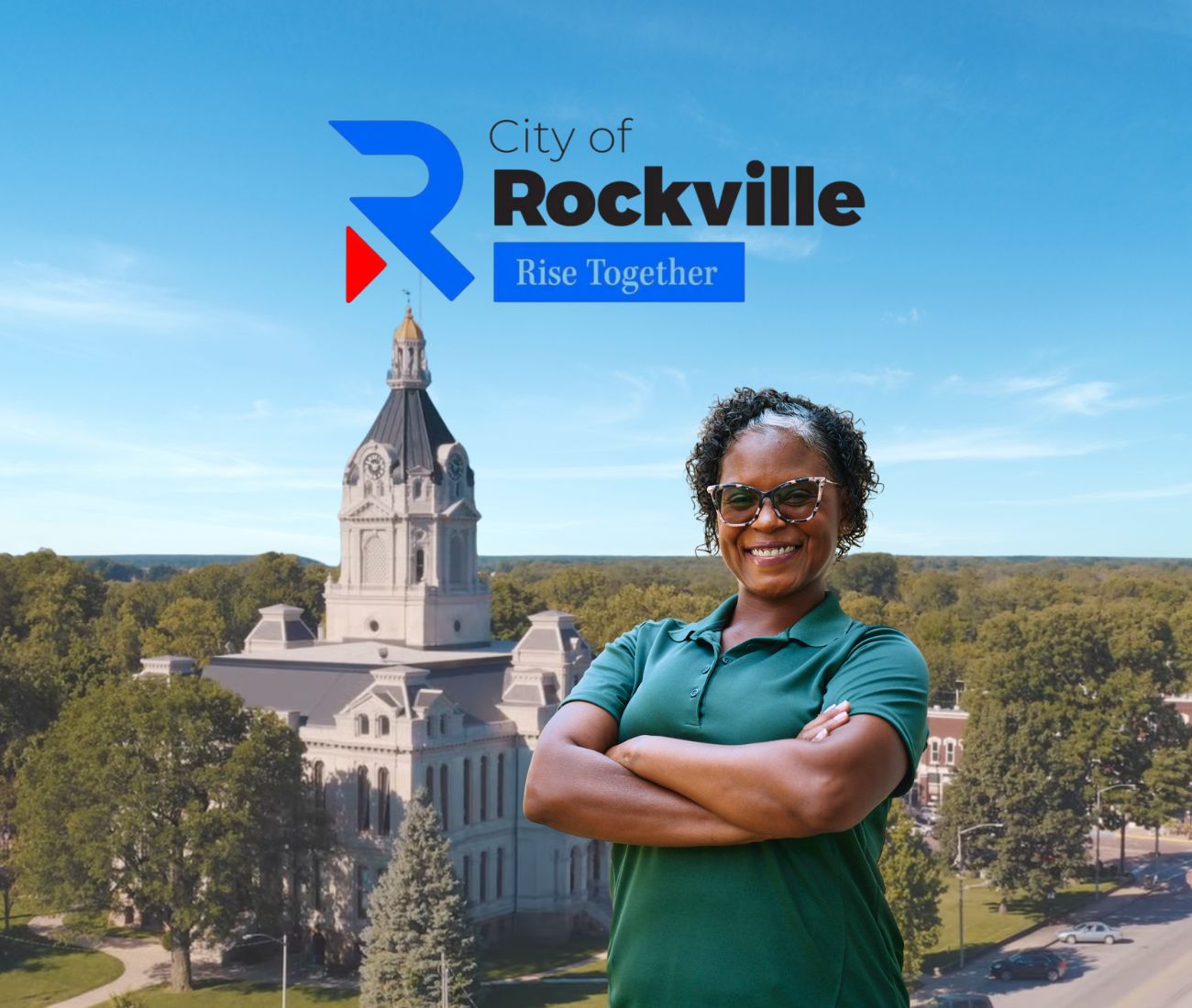Home Instead caregiver with Rockville, Indiana in the background