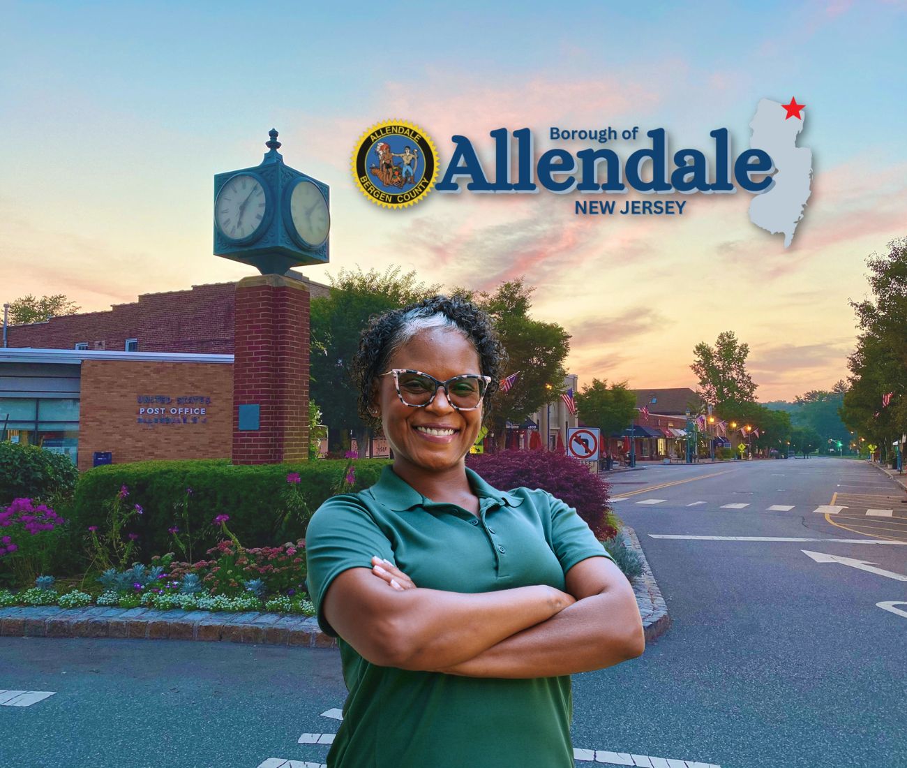 Home Instead caregiver with Allendale, NJ in the background