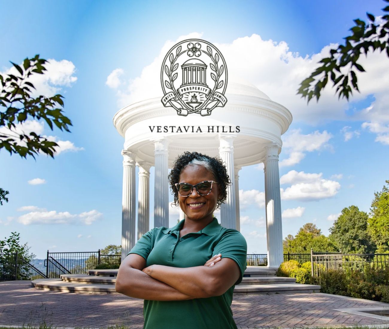 Home Instead caregiver with Vestavia Hills, AL in the background