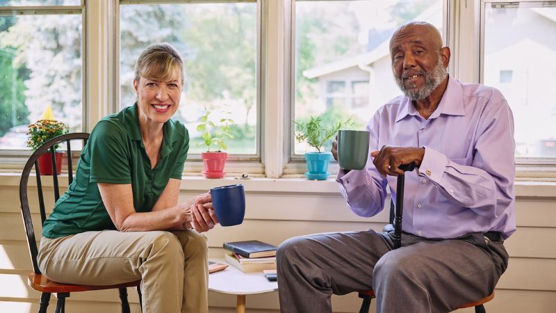 Home Instead caregiver and senior client