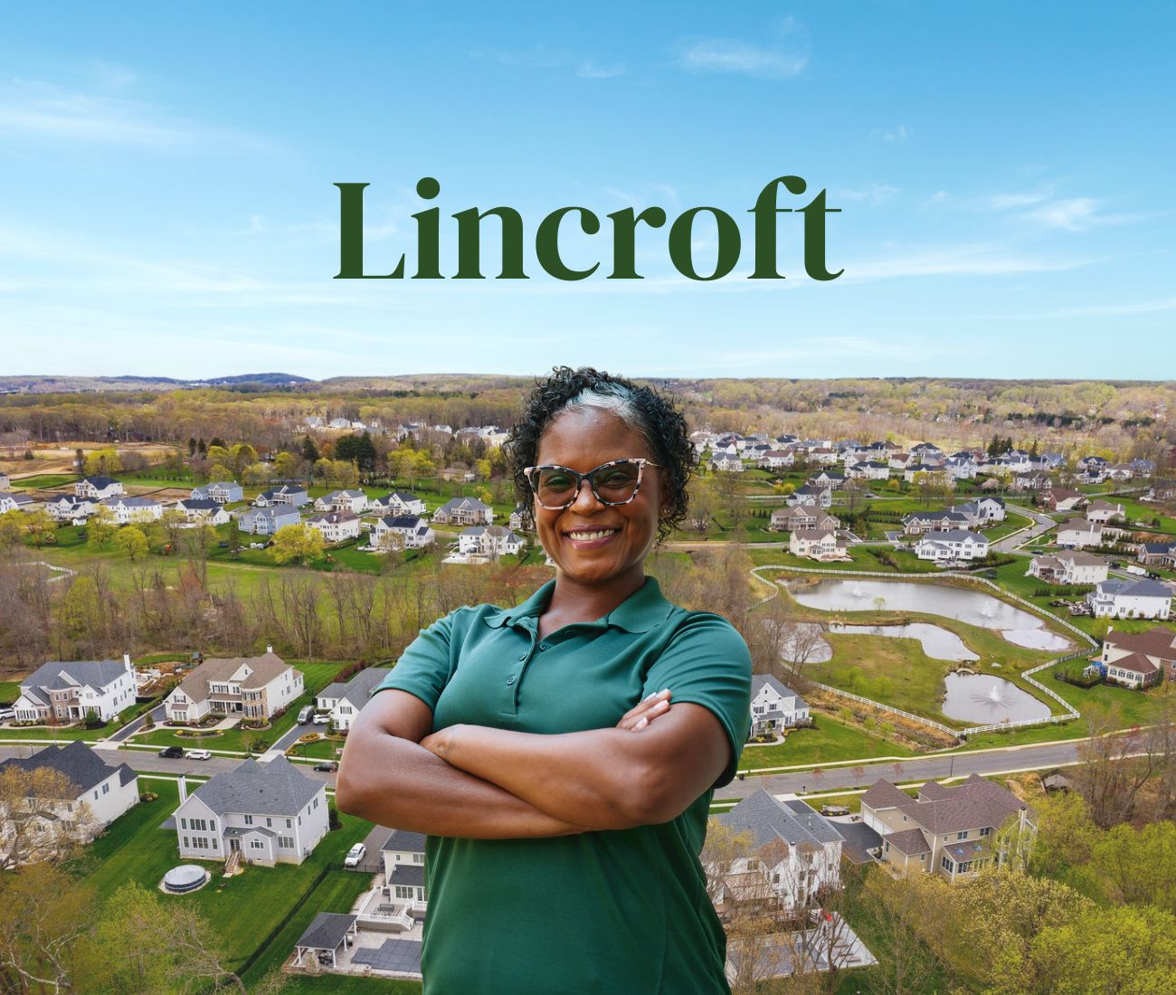 Home Instead caregiver with Lincroft, New Jersey in the background