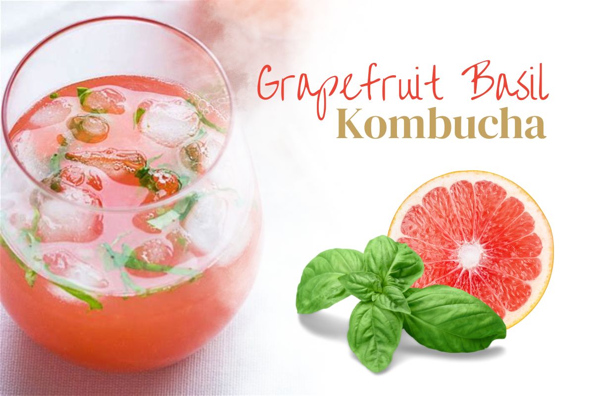 A Refreshing Sip of Summer Sugar-Free Grapefruit Basil Kombucha for Seniors