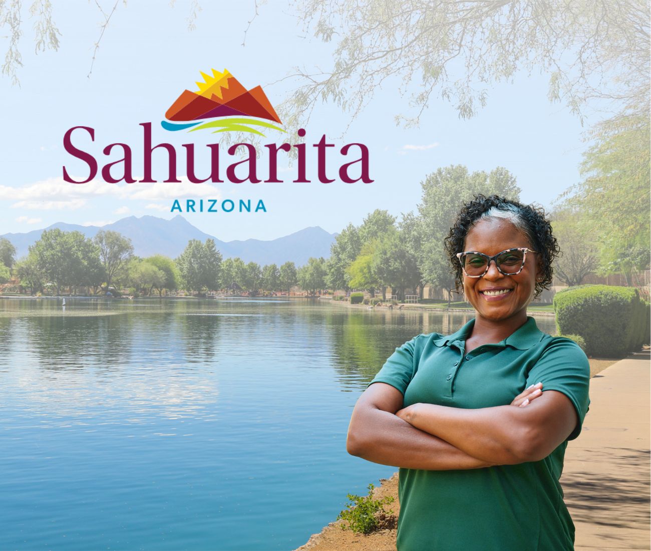 Home Instead caregiver with Sahuarita, Arizona in the background